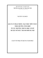 Luận văn thạc sĩ quản lý giáo dục quản lý hoạt động dạy học môn toán theo hướng tích hợp tại các trường trung học cơ sở huyện mỹ đức, thành phố hà nội