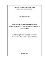 Đảng lãnh đạo đổi mới giáo dục theo Nghị quyết Trung ương 8 khóa XI (2013 – 2018)