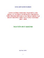 TĂNG CƯỜNG GIÁO dục đạo đức, lối SỐNG, lý TƯỞNG CÁCH MẠNG CHO đoàn VIÊN THANH NIÊN QUA các HOẠT ĐỘNG tại đoàn TRƯỜNG THPT NGÃ năm, năm học 2017   2018 