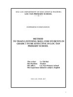 Method to train english listening skill for students in grade 5 to be effective in loc tan primary school 