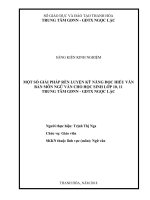 Một số giải pháp rèn luyện kỹ năng đọc hiểu văn bản môn ngữ văn cho học sinh lớp10, 11 trung tâm GDNN   GDTX ngọc lặc 