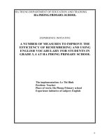 A number of measures to improve the efficiency of remembering and using englinsh vocabulary for students in grade 3,4,at ha phong primary school 