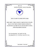 KIẾN THỨC, THỰC HÀNH VÀ MỘT SỐ YẾU TỐ LIÊN QUAN VỀ SỬ DỤNG THUỐC KHÁNG SINH CỦA  NGƯỜI DÂN TẠI MỘT SỐ XÃ, HUYỆN KIẾN XƯƠNG,  TỈNH THÁI BÌNH NĂM 2017