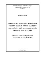 Vận dụng tư tưởng Hồ Chí Minh về công tác cán bộ trong việc xây dựng đội ngũ cán bộ ở huyện Lương Tài, tỉnh Bắc Ninh hiện nay