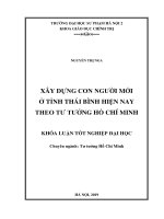 Xây dựng con người mới ở tỉnh Thái Bình hiện nay theo tư tưởng Hồ Chí Minh