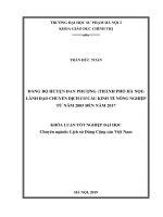Đảng bộ huyện Đan Phượng (Thành phố Hà Nội) lãnh đạo chuyển dịch cơ cấu kinh tế nông nghiệp từ năm 2005 đến năm 2017