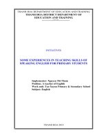 Some experiences in teaching skills of speaking english for primary students 