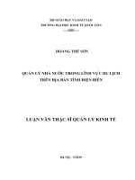 Luận văn thạc sỹ - Quản lý nhà nước trong lĩnh vực du lịch trên địa bàn tỉnh Điện Biên