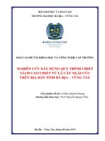 Nghiên cứu xây dựng quy trình chiết tách cao chiết từ lá cây ngải cứu trên địa bàn tỉnh bà rịa   vũng tàu 