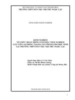 Kinh nghiệm tổ chức hoạt động giáo dục trải nghiệm gắn với lao động tạo ra sản phẩm cho học sinh tại trường THPT dân tộc nội trú ngọc lặc 