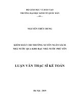 Luận văn thạc sỹ: Kiểm soát chi thường xuyên ngân sách nhà nước qua Kho bạc Nhà nước Phù Yên