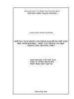 NHỮNG CÁCH NHẬP cảm NHẰM tạo HỨNG THÚ CHO học SINH KHI đọc – HIỂU tác PHẨM văn học TRONG NHÀ TRƯỜNG THPT 