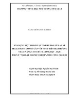 Xây dựng một số bài tập tình huống về lập kế hoạch kinh doanh gắn với thực tiễn địa phương nhằm nâng cao chất lượng dạy   học phần 2 