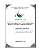 PROMOTING STUDENTS’ CREATIVITY AND LOGICAL THOUGHT THROUGH UNIT 6  COMPETITIONS PART a READING – PERIOD 29 TEXT 