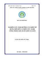 Nghiên cứu ảnh hưởng của một số dung môi hữu cơ đến sức nghe công nhân sản xuất sơn và giầy 