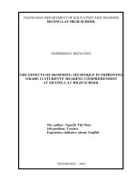 The effects of skimming technique in improving grade 12 students’ reading comprehension at muong lat high school 