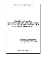 Rèn luyện tư duy tổng quát cho học sinh khá, giỏi lớp 7 thông qua một số bài toán đại số  