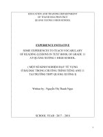 Some experiences to teach vocabulary of reading lessons in textbook of grade 11 at quang xuong 1 high school 