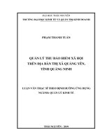 (Luận văn thạc sĩ) Quản lý thu bảo hiểm xã hội trên địa bàn thị xã Quảng Yên, tỉnh Quang Ninh
