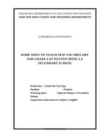 Some ways to teach new vocabulay for grade 6 at nguyen hong le secondary school 