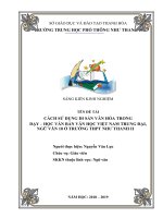 Cách sử dụng di sản văn hoá trong dạy học văn bản văn học việt nam trung đại, ngữ văn 10 ở trường THPT như thanh 2 