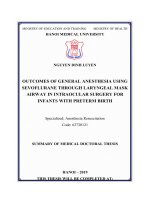 Nghiên cứu hiệu quả gây mê bằng sevofluran qua mát thanh quản để tự thở trong phẫu thuật nội nhãn ở trẻ nhũ nhi có tiền sử thiếu tháng ttta