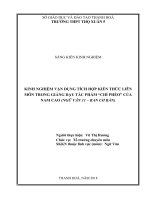 Kinh nghiệm vận dụng tích hợp kiến thức liên môn trong giảng dạy tác phẩm chí phèocủa nam cao ( ngữ văn 11   ban cơ bản)  