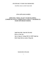 ApplyingRole play in developing communicative competence for 11th graders in nghi sơn high school 