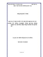 Quản lý nhà nước về chuyển dịch cơ cấu kinh tế nông nghiệp tỉnh quảng bình theo xu hướng hội nhập kinh tế quốc tế 