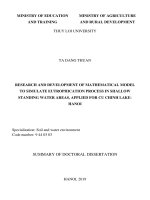 Nghiên cứu phát triển mô hình toán mô phỏng quá trình phú dưỡng ở các vùng nước tĩnh nông, ứng dụng cho hồ cự chính hà nội tt tiếng anh 