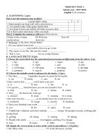 Bộ đề kiểm tra 15 phút, 1 tiết, học kì tiếng anh 7 thí điểm cả năm (có link tải file nghe trang cuối)