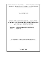 Nghiên cứu phát triển một số lược đồ chữ ký số dựa trên hệ mật rabin và RSA tt tiếng anh 