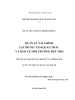 Luận văn thạc sỹ - Quản lý tài chính tại Trung tâm Quan trắc và Bảo vệ Môi trường Phú Thọ