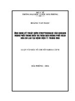 ỨNG DỤNG kỹ THUẬT bơm STREPTOKINASE vào KHOANG MÀNG PHỔI TRONG điều TRỊ TRÀN DỊCH MÀNG PHỔI VÁCH hóa DO LAO tại BỆNH VIỆN 71 TRUNG ƯƠNG 