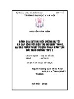 ĐÁNH GIÁ sự THAY đổi ĐƯỜNG HUYẾT  và đáp ỨNG với điều TRỊ INSULIN TRONG và SAU PHẪU THUẬT ở BỆNH NHÂN CAO TUỔI đái THÁO ĐƯỜNG TYPE 2 