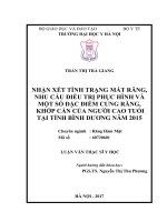 NHẬN XÉT TÌNH TRẠNG mất RĂNG, NHU cầu điều TRỊ PHỤC HÌNH VÀ một số đặc điểm CUNG RĂNG, KHỚP cắn CỦA NGƯỜI CAO TUỔI TẠI TỈNH BÌNH DƯƠNG năm 2015 
