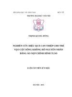 NGHIÊN cứu HIỆU QUẢ CAN THIỆP CHO TRẺ vẹo cột SỐNG KHÔNG rõ NGUYÊN NHÂN BẰNG áo nẹp CHỈNH HÌNH TLSO 
