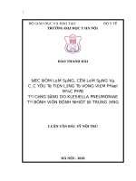 ĐẶC điểm lâm SÀNG, cận lâm SÀNGVÀ các yếu tố TIÊN LƯỢNG tử VONG VIÊM PHỔI mắc PHẢI tại CỘNG ĐỒNGDO KLESIELLA PNEUMONIAE tại BỆNH VIỆN BỆNH NHIỆT đới TRUNG ƯƠNG 