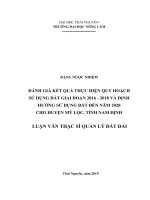 Đánh giá kết quả thực hiện quy hoạch sử dụng đất giai đoạn 2016 2018 và định hướng sử dụng đất năm 2020 cho huyện mỹ lộc, tỉnh nam định 