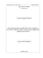 Hoàn thiện hệ thống chỉ tiêu phân tích tài chính tại các công ty niêm yết thuộc Tập đoàn Công nghiệp Than – Khoáng sản Việt Nam