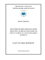 Hoàn thiện hệ thống kiểm soát nội bộ nhằm nâng cao hiệu quả hoạt động tại công ty cổ phần tư vấn xây dựng điện 3 (EVNPECC3) 