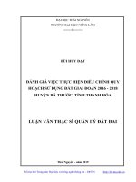 Đánh giá việc thực hiện điều chỉnh quy hoạch sử dụng đất giai đoạn 2016 2018 huyện bá thước, tỉnh thanh hóa 