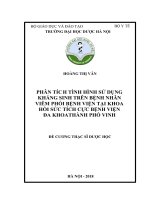 PHÂN TÍCH TÌNH HÌNH sử DỤNG KHÁNG SINH TRÊN BỆNH NHÂN VIÊM PHỔI BỆNH VIỆN tại KHOA hồi sức TÍCH cực BỆNH VIỆN đa KHOATHÀNH PHỐ VINH 