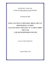 Nâng cao chất lượng hoạt động cho vay khách hàng cá nhân tại ngân hàng TMCP đầu tư và phát triển việt nam – chi nhánh bình điền sài gòn 