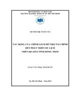 Tác động của chính sách hỗ trợ tài chính đến phát triển du lịch trên địa bàn tỉnh đồng tháp 