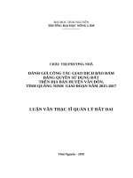 Đánh giá công tác giao dịch bảo đảm bằng quyền sử dụng đất trên địa bàn huyện vân đồn, tỉnh quảng ninh giai đoạn năm 2015 2017 