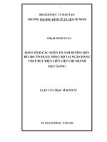 Phân tích các nhân tố ảnh hưởng đến rủi ro tín dụng nông hộ tại ngân hàng TMCP bưu điện liên việt chi nhánh hậu giang 