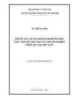 Những yếu tố tài chính ảnh hưởng đến việc nắm giữ tiền mặt của doanh nghiệp niêm yết tại việt nam 