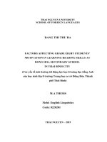 Các yếu tố ảnh hưởng tới động lực học kĩ năng đọc tiếng anh của học sinh lớp 8 trường trung học cơ sở đông hòa thành phố thái bình 