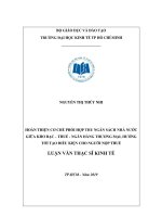 Hoàn thiện cơ chế phối hợp thu ngân sách nhà nước giữa kho bạc   thuế   ngân hàng thương mại, hướng tới tạo thuận lợi cho người nộp thuế 